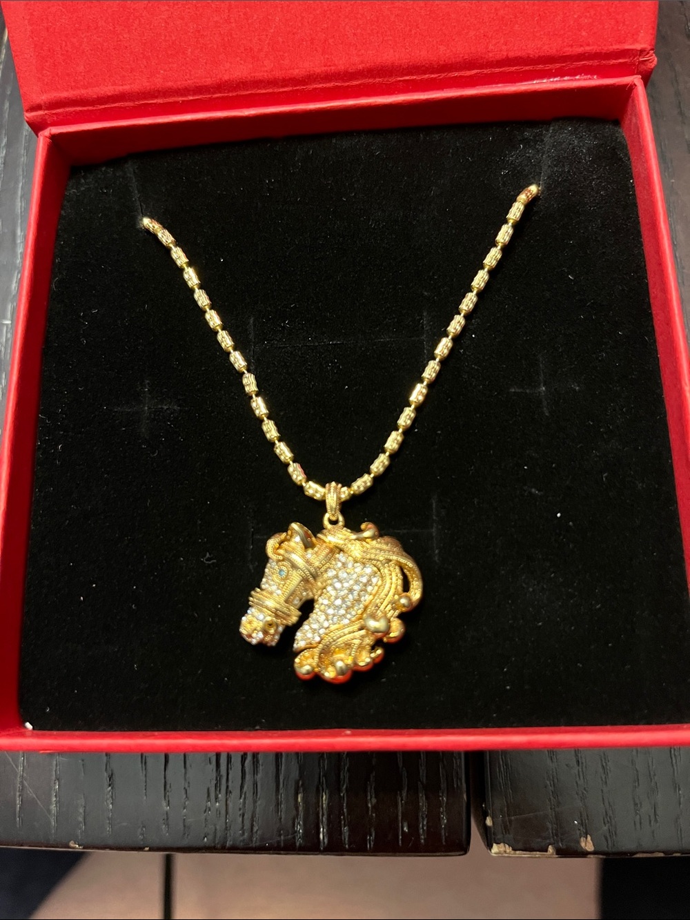 Gold-Tone Horse Head Pendant Necklace